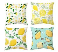 Bai42Ylou Coussins de Citron Couvre-Coussins d'extérieur 18x18 Pouces Ensemble de 4 oreillers Jardin Jaunes extérieurs Jaunes d'été Coussin Coussin Citron Couvercle 'o