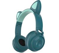 BAIAA Oreillette Bluetooth Oreille de Chat, Casque de Jeu de Filles Mignonne Montée sur la Tête Lumineuse avec Oreillettes Ajustables en Mousse à Mémoire pour PC, Portable, Mac, PS4 (Vert)