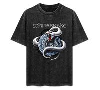 BAIAOBANG Whitesnake Camiseta Whitesnake Men Adult Vintage Washed Short Sleeve T-Shirt Streetwear Loose Casual Size L