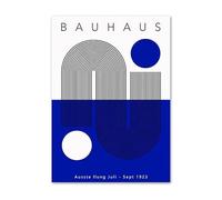 Baibexing Abstrait Bleu Bauhaus Minimaliste Rétro Géométrique Moderne Art Mural Toile Peinture Nordique Affiches Imprime Image Murale Pour Salon Décor A5 30X40Cm Sans Cadre