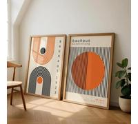 Baibexing Affiche Abstraite Géométrique Orange De Style Bauhaus, Imprimée Sur Toile, Idéale Pour Décorer Un Salon Ou Une Maison. 30X40Cmx2Pcs Sans Cadre