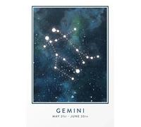 Baibexing Affiche Astrologique, Signe Astrologique, Constellation Des Gémeaux, Impression Sur Toile, Décoration Murale, Salon, Maison, A10 60X90Cm Sans Cadre