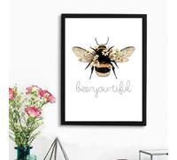 Baibexing Affiche D'Abeille Happy Be Kind Yourself, Peinture Sur Toile Imprimée D'Art Nordique, Citation Moderne, Image Murale, Décoration De Chambre À Coucher, De Maison 4 60X90Cm Sans Cadre