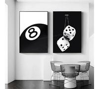 Baibexing Affiche D'Art Noir Et Blanc Sans Boule, Thème Club De Billard, Art Mural, Peinture Sur Toile, Impressions Pour Salon, Couloir, Décoration D'Intérieur 30X40Cmx2Pcs Sans Cadre