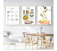 Baibexing Affiche De Pâtes Italiennes Rétro, Style Vintage, Impression Sur Toile, Décoration Murale Pour Café, Restaurant, Cuisine 50X70Cmx3Pcs Sans Cadre