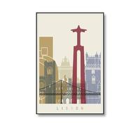 Baibexing Affiche De Paysage De Lisbonne, Ville De Voyage Vintage, Peinture Sur Toile, Images D'Art Mural Pour Décoration De Salon 21X30Cm Sans Cadre