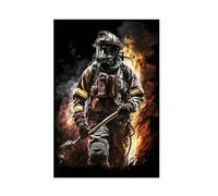 Baibexing Affiche De Portrait De Pompier Moderne, Peinture Sur Toile, Art Mural De Pompier, Images De Salon, Décoration Intérieure De La Maison, A6 21X30Cm Sans Cadre