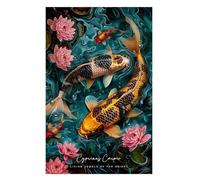 Baibexing Affiche De Style Chinois Avec Carpe Koï Rouge Et Lotus Pour Amoureux Des Poissons D'Étang, Peintures Sur Toile, Images D'Art Mural, Décoration D'Intérieur, A18 30X40Cm Sans Cadre