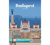 Baibexing Affiche De Voyage Abstraite, Paysage Urbain De Budapest, Art Mural, Peinture Sur Toile, Décoration D'Intérieur 50X70Cm Sans Cadre