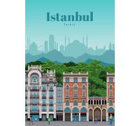 Baibexing Affiche De Voyage Abstraite, Paysage Urbain, Istanbul, Art Mural, Peinture Sur Toile, Décoration D'Intérieur 21X30Cm Sans Cadre