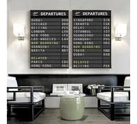 Baibexing Affiche De Voyage Avec Panneau Des Départs De L'Aéroport, Art Mural, Peinture Sur Toile, Image Imprimée Pour Décoration D'Intérieur 40X60Cmx2Pcs Sans Cadre