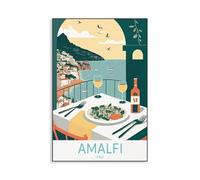Baibexing Affiche De Voyage Colorée De La Côte Amalfitaine, Paysage De Ville D'Italie, Peinture Sur Toile, Art Mural, Décoration De Maison, A9 30X40Cm Sans Cadre