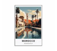 Baibexing Affiche De Voyage Du Maroc, Marrakech, Paysage, Dessin Animé, Toile, Art Mural, Décoration De Maison, Bureau, Salle De Lecture 50X70Cm Sans Cadre