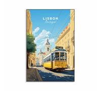 Baibexing Affiche De Voyage Lisbonne Portugal, Paysage, Impression Sur Toile, Art Mural, Décoration De Bureau, Maison, Salle De Lecture 50X70Cm Sans Cadre