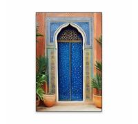 Baibexing Affiche De Voyage Moderne Au Maroc, Paysage, Peinture Sur Toile Bleue Bohème, Art Mural, Affiche Et Impressions, Décoration De Bureau Et De Maison, Format A9 40X60Cm Sans Cadre