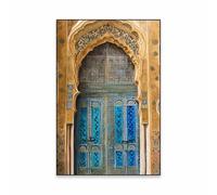 Baibexing Affiche De Voyage Moderne Au Maroc, Paysage, Peinture Sur Toile Bleue Bohème, Art Mural, Affiche Et Impressions, Décoration De Bureau Et De Maison, Format A10 21X30Cm Sans Cadre