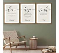 Baibexing Affiche Et Impression Sur Toile Représentant Un Verset De La Bible, Foi, Espérance, Amour, Peinture Murale Nordique Pour Salon, Décoration Chrétienne 30X40Cmx3Pcs Sans Cadre