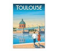 Baibexing Affiche Et Impressions Colorées De Peinture Sur Toile Représentant Un Paysage De La Ville De Toulouse, Décoration Murale Pour Salon Ou Maison 30X40Cm Sans Cadre