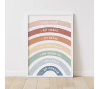 Baibexing Affiche Imprimée D'Affirmation Positive Arc-En-Ciel, Citations De Confiance En Soi, Peinture Sur Toile D'Art Mural, Décoration De Maison Pour Chambre D'Enfants 30X40Cm Sans Cadre