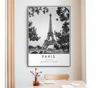 Baibexing Affiche Imprimée De Voyage De Paris, Affiche De Ville De France, Noir Et Blanc, Peinture Sur Toile D'Art Mural Unique, Coordonnées Minimalistes, Décoration De Maison A2 40X50Cm Sans Cadre