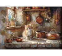 Baibexing Affiche Imprimée Sur Toile Représentant Un Chat Roux Mangeant De La Nourriture, Décoration Murale Pour Cuisine, Format A13 21X30Cm Sans Cadre