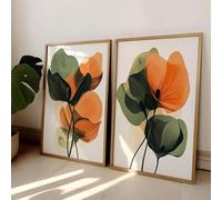 Baibexing Affiche Murale Abstraite De Fleurs Et De Plantes, Impression Sur Toile, Décoration Moderne Pour Salon Ou Maison 40X60Cmx2Pcs Sans Cadre