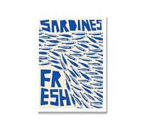 Baibexing Affiche Murale Colorée Avec Sardines Et Poissons, Nourriture Rétro, Peinture Sur Toile, Décoration Tendance, Images Pour Cuisine, Salle À Manger, A3 30X40Cm Sans Cadre