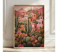 Baibexing Affiche Murale De Voyage Mexicaine À Fleurs Roses, Peinture Sur Toile, Images Pour Décoration De Salon Et De Maison 60X90Cm Sans Cadre