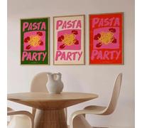 Baibexing Affiche Murale Éclectique Et Maximaliste Sur Le Thème Des Pâtes Roses, Citations Sur Les Pâtes, Décoration D'Intérieur Et De Salon 21X30Cmx3Pcs Sans Cadre