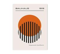Baibexing Affiche Murale Géométrique Abstraite Orange Bleu Bauhaus Soleil Nordique Peinture Sur Toile Impression Photo Salon Moderne Décoration De La Maison A1 30X40Cm Sans Cadre