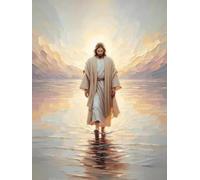 Baibexing Affiche Murale Représentant Jésus Marchant Sur L'Eau, Peinture Sur Toile Représentant Une Femme Dans Ses Bras, Décoration D'Intérieur, Style Chrétien, A22 40X60Cm Sans Cadre