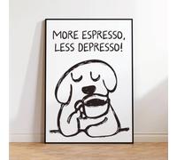 Baibexing Affiche Murale Rétro « Plus D'Expresso, Moins De Dépression » Sur Toile, Idéale Pour Le Salon, La Chambre D'Enfant Ou La Décoration Intérieure. 30X40Cm Sans Cadre