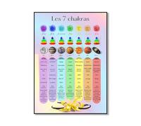 Baibexing Affiche Sur Les 7 Chakras En Français, Guide Des Couleurs Des Chakras, Chakras En Français, Affiche Sur Les Chakras, Décoration Murale Spirituelle A1 40X60Cm Sans Cadre