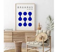 Baibexing Affiche Sur Toile Abstraite Bleue Bauhaus, Impression Minimaliste, Rétro, Art Mural, Exposition Bauhaus, Décoration De Chambre Moderne, Format A2 40X50Cm Sans Cadre