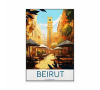 Baibexing Affiche Vintage De Voyage Au Liban Et À Beyrouth, Paysage Rétro, Magnifique Art Mural, Peinture Sur Toile, Décoration De Bureau, Maison, Salle De Lecture, Format A5 30X40Cm Sans Cadre