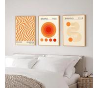 Baibexing Affiches Abstraites Orange Bauhaus, Impressions Sur Toile, Peinture Minimaliste Moderne Géométrique, Exposition D'Art Mural, Décoration D'Intérieur 30X40Cmx3Pcs Sans Cadre