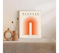 Baibexing Affiches D'Exposition D'Art Rétro Bauhaus Orange, Peinture Sur Toile De Forme Géométrique Circulaire, Images Murales, Décoration De Salon 40X50Cm Sans Cadre