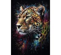 Baibexing Affiches Et Impressions Abstraites De Portrait D'Animaux Sauvages De Léopard À L'Aquarelle, Peinture Sur Toile, Art Mural Pour La Décoration De La Maison Du Salon 50X70Cm Sans Cadre