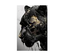 Baibexing Affiches Et Impressions D'Art Mural Abstrait De Panthère Noire Et Dorée, Peinture Sur Toile, Images Murales Pour La Décoration De La Maison Du Salon 60X90Cm Sans Cadre