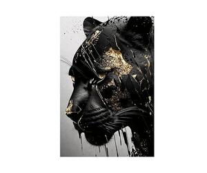Baibexing Affiches Et Impressions D'Art Mural Abstrait De Panthère Noire Et Dorée, Peinture Sur Toile, Images Murales Pour La Décoration De La Maison Du Salon 60X90Cm Sans Cadre