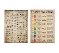 Baibexing Affiches Et Impressions Sur L'Éveil Des Chakras, Peinture Sur Toile Ashtanga Vinyasa Yoga, Décoration Murale Pour Salon Et Maison 21X30Cmx2Pcs Sans Cadre