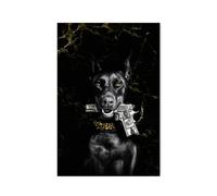 Baibexing Affiches Et Impressions Sur Toile Représentant Un Chien Dubin Mordant Une Arme, En Noir Et Blanc, Décoration Murale Pour Chambre À Coucher, Format A4 60X90Cm Sans Cadre