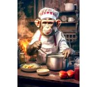 Baibexing Affiches Et Photos De Singe Chef Animalier, Peinture Sur Toile, Art Mural, Image, Décoration De Restaurant, Cuisine, Salle À Manger, A1 50X70Cm Sans Cadre