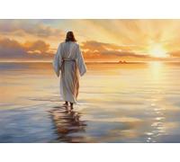 Baibexing Affiches Vintage De Religion De Jésus Riant, Christ Marchant Sur L'Eau, Impression Murale, Peinture Sur Toile, Salon, Chambre À Coucher, Décoration De Maison A13 40X50Cm Sans Cadre