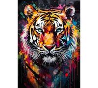 Baibexing Aquarelle Animaux Tigre Toile Peinture Animaux Sauvages Grafffiti Art Affiches Impressions Art Mural Photo Décoration Intérieure A7 50X70Cm Sans Cadre
