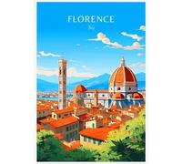 Baibexing Aquarelle, Voyage En Ville, Florence, Affiche, Toile, Peinture, Art Mural, Image Pour Salon, Décoration D'Intérieur 30X40Cm Sans Cadre