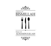 Baibexing Bismillah Islamique Personnalisé Alhamdulillah, Couteau Fourchette Noir Et Blanc, Affiche Musulmane, Peinture Sur Toile, Art Mural, Décoration De Cuisine Et De Maison 40X50Cm Sans Cadre