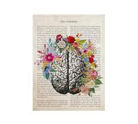 Baibexing Cerveau Anatomie Fleur Aquarelle Toile Affiche Médical Mur Décor Imprimer Psychologie Affiche Cerveau Art Peinture Neurologue Cadeau 30X40Cm Sans Cadre