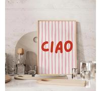 Baibexing Ciao Peinture Sur Toile À Rayures Roses, Affiche Murale, Décoration D'Intérieur, Salon, Chambre À Coucher 40X50Cm Sans Cadre