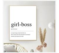 Baibexing Citations « Girl-Boss » En Noir Et Blanc, Définition, Peinture Sur Toile, Affiche Et Impressions, Art Mural, Décoration De Chambre Pour Femme 21X30Cm Sans Cadre